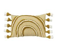 Furn Rainbow Tufted Tassel Cushion Cover - Ochre Yellow - One Size - Ochre Yellow - 100% Cotton