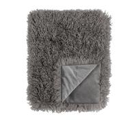 Furn Rowan Faux Fur Throw - Grey - 130cm x 175cm - Grey - 100% Polyester