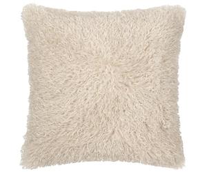 furn. Rowan Polyester Filled Cushion - Soft Faux Fur Mongolian Style Decorative Cushion with Velvet Reverse (Natural - 50x50cm)