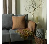 Furn Rowan Waffle Knitted Cushion In Orange Orange