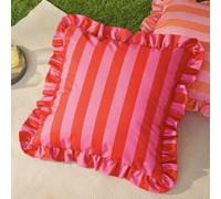 Furn Ruffle Stripe Red Outdoor Cushion