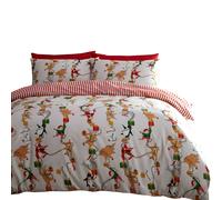 Furn Santas Workshop Christmas Duvet Cover Set - White/Red - White/Red - 150cm x 120cm