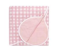 furn. Scallop Bedspread - Reversible Quilted Gingham Check Scalloped Edge Coverlet Bedding (Pink - 150x200cm)