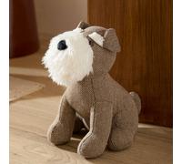 furn. Schnauzer Dog Doorstop - Herringbone Puppy Weighted Novelty Door Stopper (Brown - 25x20x24cm)