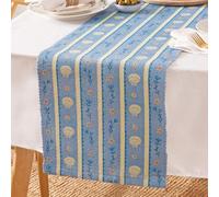 Furn Table Runner Sea Shells, Indoor/Outdoor, Washable, Quick Drying Nautical Stripe, Blue 180x35cm