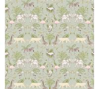 Furn. Serengeti Sage Green Animal Printed Wallpaper Sample