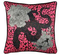 Furn Serpentine Animal Print Cushion Cover - Black/Ruby - One Size - Black/Ruby - 100% Polyester