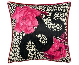 Furn Serpentine Animal Print Cushion Cover - Pink/Charcoal - One Size - Pink/Charcoal - 100% Polyester