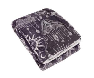 Furn Sherpa Fleece Constellation Throw - Charcoal/Cream - 180cm x 130cm - Charcoal/Cream - 100% Polyester