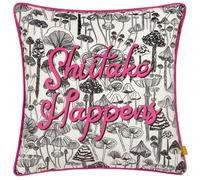 Furn Shiitake Happens Velvet Piped Cushion Cover - Fuchsia - 43cm x 43cm - Fuchsia - 100% Polyester