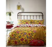 furn. Pomelo Tropical Floral Duvet Cover Set - Reversible Bedding (Yellow - Single)