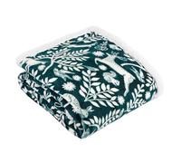 furn. Skandi Woodland Throw - Scandinavian Woodland Animal Sherpa Fleece Blanket (Forest - 140x180cm)