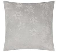furn. Snowflakes Cushion Cover - Soft Faux Fur Festive Double-Sided Winter Snowflake Motif Decorative Case (Grey - 50x50cm)
