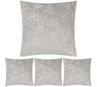 furn. Snowflakes Cushion Cover - Soft Faux Fur Festive Double-Sided Winter Snowflake Motif Decorative Case (Grey - 50x50cm) (Pack of 4)