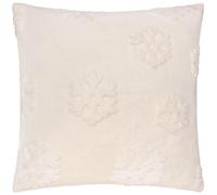 furn. Snowflakes Feather Filled Cushion - Soft Faux Fur Festive Winter Snowflake Decorative Pillow with Velvet Fibre Finish (Snow White - 50x50cm)