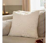 Furn. Snowflakes Fur Tufted Feather Filled Cushion, White