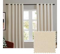 furn. Soft Chenille Blackout Eyelet Curtain Pair - Soft Touch Matt Textured Lined Minimalist Curtains (Ecru - 229x183cm)