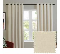 Furn Soft Chenille Blackout Eyelet Curtains Ecru 117Cm Width 137Cm Drop, Cream