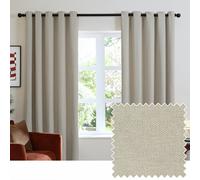 Furn Soft Chenille Blackout Eyelet Curtains Natural 168Cm Width 183Cm Drop, Cream