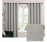 Furn Soft Chenille Blackout Eyelet Curtains Silver 229Cm Width 229Cm Drop, Grey