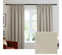 Furn Soft Chenille Blackout Pencil Pleat Curtains Natural 168Cm Width 183Cm Drop, Cream