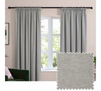 Furn Soft Chenille Blackout Pencil Pleat Curtains Silver 117Cm Width 137Cm Drop, Grey