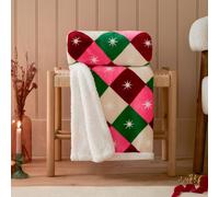 Furn Sherpa Throw Star – Geometric Diamond Check Fleece, Multicolour 140 x 180 cm