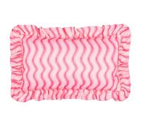 furn. Summer Solstice Wiggly Stripe Cushion Cover - Water Resistant Striped Ruffle Edge Outdoor Decorative Case (Hot Pink - 30x50cm)