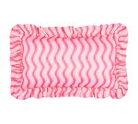 furn. Summer Solstice Wiggly Stripe Polyester Filled Cushion - Water Resistant Striped Ruffle Edge Outdoor Decorative Pillow (Hot Pink - 30x50cm)