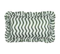 furn. Summer Solstice Wiggly Stripe Polyester Filled Cushion - Water Resistant Striped Ruffle Edge Outdoor Decorative Pillow (Green - 30x50cm)