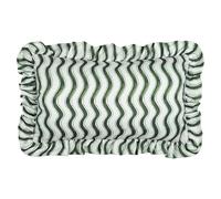 furn. Summer Solstice Wiggly Stripe Polyester Filled Cushion - Water Resistant Striped Ruffle Edge Outdoor Decorative Pillow (Green - 30x50cm)