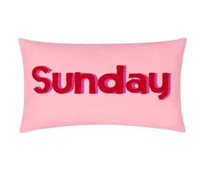 furn. Sunday Embroidered Cotton Polyester Filled Cushion, Pink