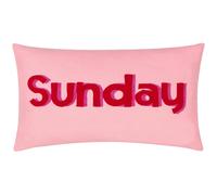 Furn Sunday Embroidered Cushion Cover - Pink - 50cm x 30cm - Pink - 100% Cotton