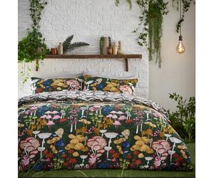 Furn Super King Size Forest Green Amanita Mushrooms Toadstools Duvet Cover Set
