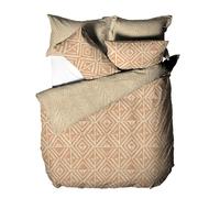 Furn Tanza Global Geometric Duvet Cover Set - Terracotta - Double - Terracotta - 50% Polyester/50% Cotton