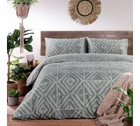furn. Tanza Duvet Cover Set - Green Cotton - Size Double