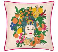 furn. Taormina Floral Piped Cushion Cover, Magenta