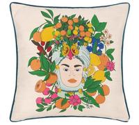 furn. Taormina Floral Piped Cushion Cover, Teal