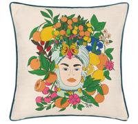 Furn Taormina Piped Floral Cushion Cover - Teal - One Size - Teal - 100% Polyester