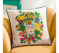 Furn Taormina Sicilian Moor's Head Floral Cushion In Teal Teal