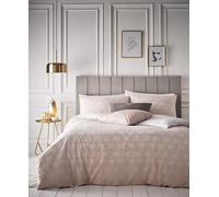 Furn Tessellate Duvet Cover Set, Cotton, Blush Pink/Gold, Super King