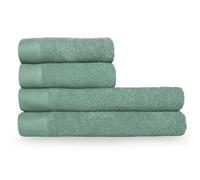 furn. Textured Cotton Smoke Green Hand Towels and Bath Sheets Set of 4 - Size: 17 x 30 x 38cm - Wilko