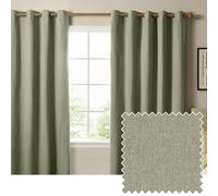 furn. The Ultimate Blackout Textured Eyelet Curtain Pair - Double Sided Woven Light Blocking Lined Curtains (Sage - Width 229 x Drop 137cm)