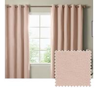 furn. The Ultimate Blackout Textured Eyelet Curtain Pair - Double Sided Woven Light Blocking Lined Curtains (Pink - Width 168 x Drop 183cm)