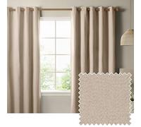 furn. The Ultimate Blackout Textured Eyelet Curtain Pair - Double Sided Woven Light Blocking Lined Curtains (Natural - Width 168 x Drop 183cm)