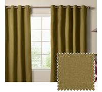 furn. The Ultimate Blackout Textured Eyelet Curtain Pair - Double Sided Woven Light Blocking Lined Curtains (Forest - Width 168 x Drop 137cm)