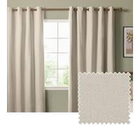 furn. The Ultimate Blackout Textured Eyelet Curtain Pair - Double Sided Woven Light Blocking Lined Curtains (Ecru - Width 117 x Drop 137cm)