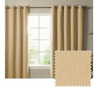 furn. The Ultimate Blackout Textured Eyelet Curtain Pair - Double Sided Woven Light Blocking Lined Curtains (Yellow - Width 168 x Drop 137cm)