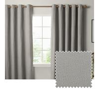 furn. The Ultimate Blackout Textured Eyelet Curtain Pair - Double Sided Woven Light Blocking Lined Curtains (Grey - Width 229 x Drop 137cm)