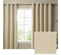 furn. The Ultimate Blackout Textured Eyelet Curtain Pair - Double Sided Woven Light Blocking Lined Curtains (Custard Cream - Width 229 x Drop 137cm)